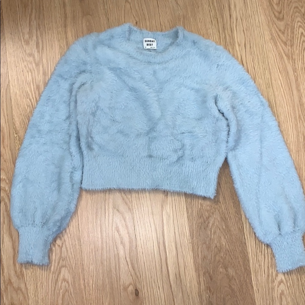 Artizia powder blue fuzzy cropped sweater size XXS
